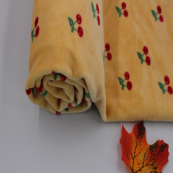 Floral Printed Knitting Fabric 93% Polyester + 7% Spandex Super Soft Velvet